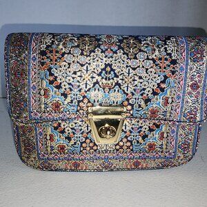 Artisan Collection of Turkey Gold Tone Imitation Leather & Red Turkish Tapestry